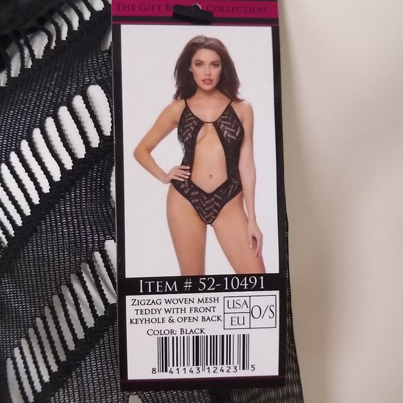 Oh La La Cheri Lingerie Zigzag Woven Mesh Teddy One Size Sexy Cut Out - Picture 7 of 10